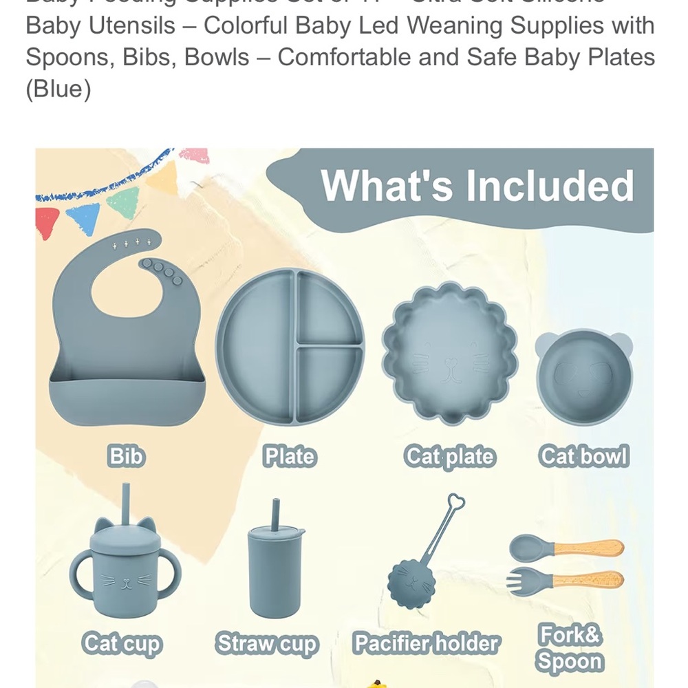 Baby Feeding Supplies Set of 11 – Ultra Soft Silicone Baby Utensils - Picture 4 of 10